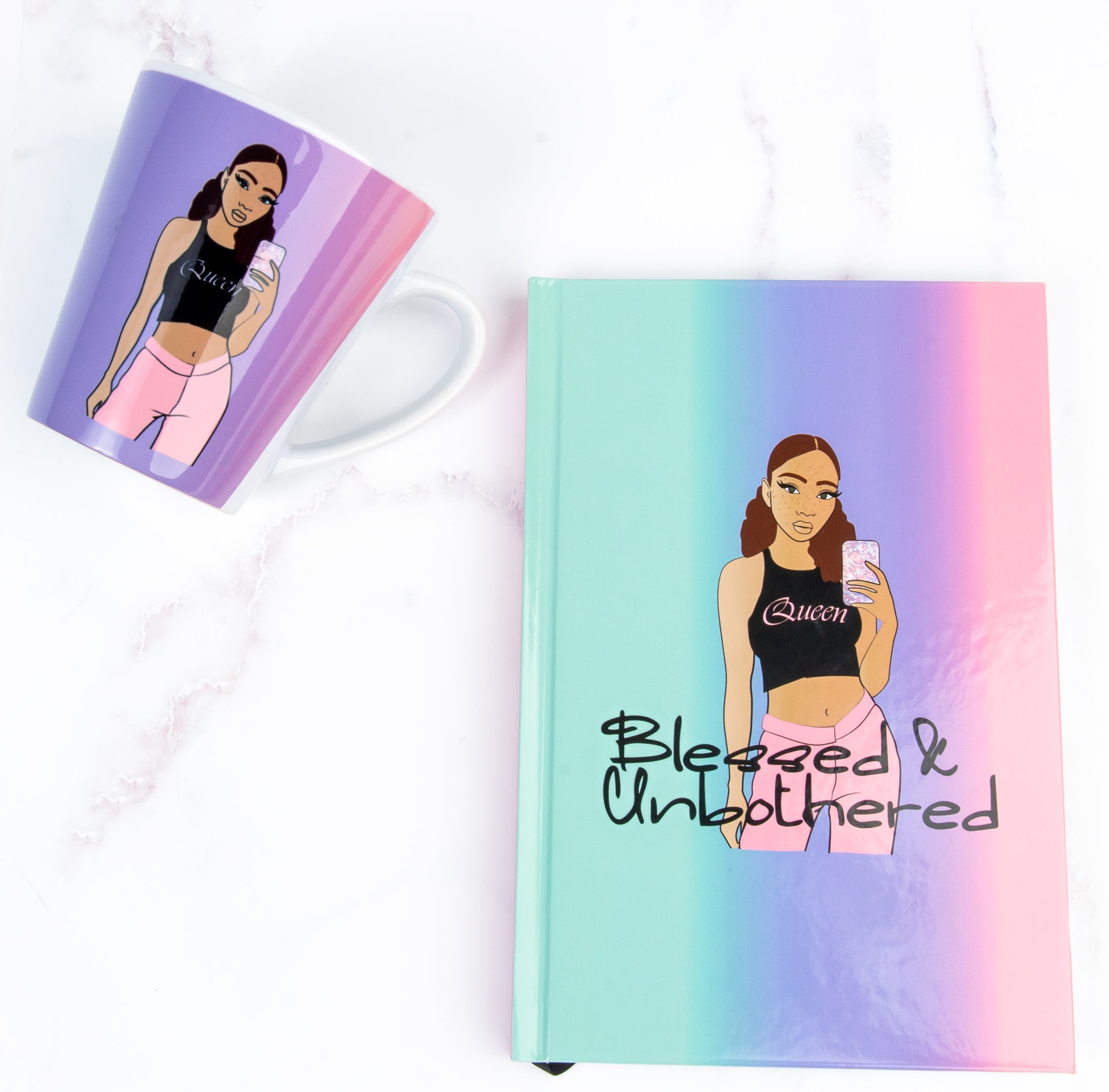 Blessed & Unbothered Journal with matching mug