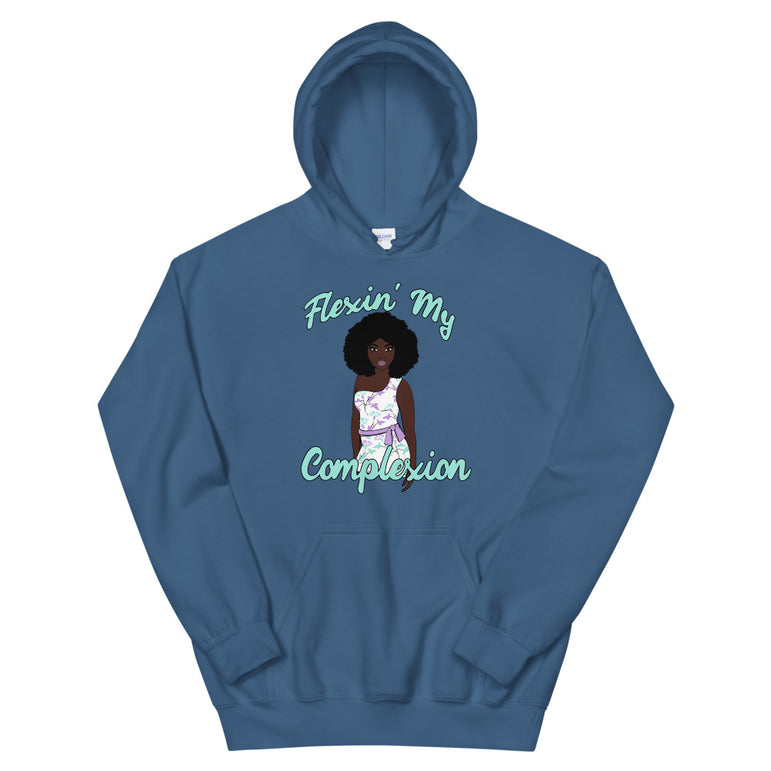 indigo blue Flexin’ My Complexion Hoodie